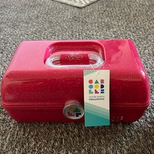 Caboodles pink glitter organizer travel case NWT